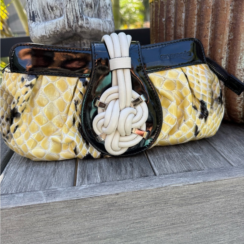 Rare Cromia Italian Leather Clutch with Knot detail